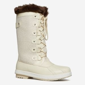 SHOE DAZZLE Solene Cold Weather Flat Boots,size7.5,bone color